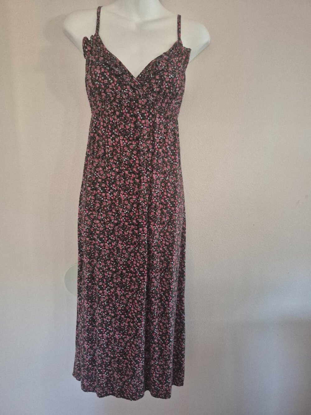 Pink and black floral sundress. Small